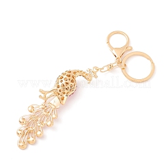 合金ラインストーンキーホルダー  ピーコック  ローズ  15.6cm&nbsp;PW-WG42533-02