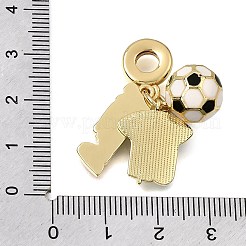 サッカーをテーマにした真鍮とエナメル製のヨーロピアン風ぶら下がりチャーム  大穴ペンダント  ホンジュラスのサッカーユニフォーム  ラックめっき  長持ちメッキ  カドミウムフリー＆鉛フリー  ゴールドカラー  ホワイト  31mm  穴：4.5mm&nbsp;KK-CBA8E93-01D