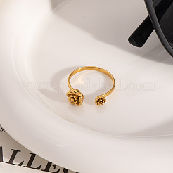 女性用304ステンレススチールカフリング  花  18KGP本金メッキ  花1：8.1mm  花2：5mm  usサイズ8 1/2(18.5mm)&nbsp;GY1904