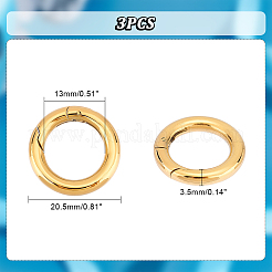 201ステンレススチールスプリングゲートリング3個  Oリング  リング  ゴールドカラー  7ゲージ  20.5x3.5mm  内径：13mm&nbsp;STAS-UN0048-38