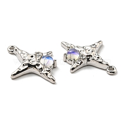 ラックメッキ合金ペンダント  ガラスとラインストーン付き  鉛フリー＆カドミウムフリー  星のチャーム  プラチナ  25x20x5mm  穴：1.4mm&nbsp;PALLOY-K010-37P