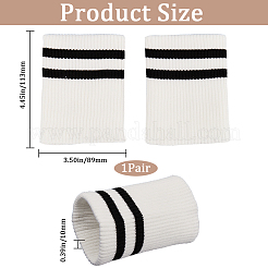 ストライプ柄コットンチューブラーニットリブカフス  リブトリム生地セータージャケットコート縫製diy  ホワイト  113x89x10mm&nbsp;AJEW-WH0348-200A