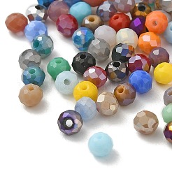 電気メッキガラスビーズ  多面カット  ラウンド  カラフル  4x3.5mm  穴：1mm&nbsp;GLAA-D020-01I