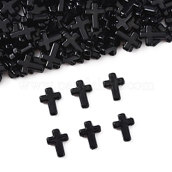 200個の不透明なアクリルビーズ  クロス  ブラック  16x12x4.5mm&nbsp;SACR-FS0001-40B