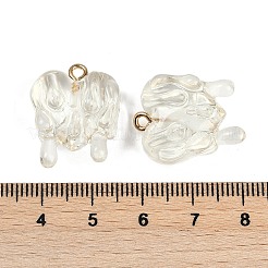 樹脂チャーム  黄金の鉄のパーツと  ハート  透明  23x18x11mm  穴：2mm&nbsp;RESI-I060-01E