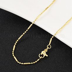 女性のための真鍮のボールとコラム リンク チェーン ネックレス  カドミウムフリー＆鉛フリー  18KGP本金メッキ  17.80インチ（45.2cm）&nbsp;NJEW-P265-22G
