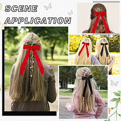 大きな蝶結びポリエステルワニ革ヘアクリップ  プラチナメッキ合金クリップ付き  女性の女の子のために  ミックスカラー  233~235x121x11mm  2色  1pc /カラー&nbsp;AJEW-CP0008-42B-03