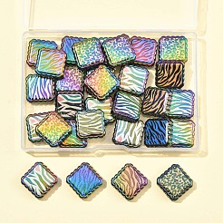 虹色の虹色プリント不透明アクリルビーズ30個  混合スタイル  ミックスカラー  22x22x6mm  穴：3mm&nbsp;OACR-FS0002-70