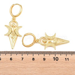 真鍮製のフープ型ドロップピアス  豊饒の女神  鉛フリー＆カドミウムフリー  長持ちメッキ  ラックめっき  18KGP本金メッキ  43.5x16.5mm&nbsp;EJEW-G471-47G-02