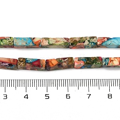 染色合成インペリアルジャスパービーズ連売り  直方体の  カラフル  13~13.5x4~4.5x4~4.5mm  穴：1mm  約30個/連  15.87~16.02''（40.3~40.7センチメートル）&nbsp;G-H087-G01-01-1