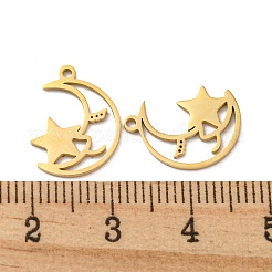 304ステンレススチールチャーム  星のチャーム入り月  14KGP本金メッキ  15x11x1mm  穴：1mm&nbsp;STAS-L022-215G