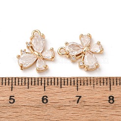 キュービックジルコニアペンダント付き真鍮  蝶のチャーム  18KGP本金メッキ  透明  11x14x3.5mm  穴：1.4mm&nbsp;ZIRC-L105-07G
