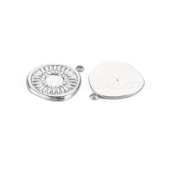 304ステンレススチールペンダントエナメルセッティング  フラットラウンド  ステンレス鋼色  18x16x1.5mm  穴：1.6mm&nbsp;STAS-N097-161P