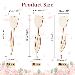 60枚3スタイルの未完成の木製シート  木の花の切り抜き  バラの形  バレンタインデーのために  トウモロコシの穂の黄色  15.1~15.5x4.7~4.95x0.25cm  20個/スタイル&nbsp;DIY-NB0008-47