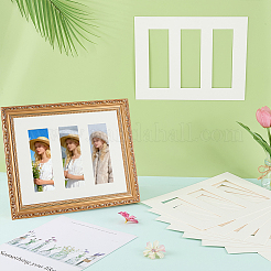 3つの開口部を備えた長方形の写真フォトフレームマウント  壁飾り用  ホワイト  280x215x1mm  内径：152x50mm&nbsp;AJEW-WH0596-772B-02