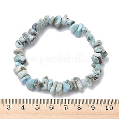 天然ラリマーチップビーズストレッチブレスレット（男女兼用）  内径：2.01~2.17インチ（5.1~5.5cm）&nbsp;BJEW-C145-01A