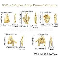 30pcs5スタイルアロイラインストーンペンダント  合金ペンダント  混合図形  ゴールドカラー  25~29x7~18x2~4.5mm  穴：1.4~2mm  6個/スタイル&nbsp;FIND-CJ0002-42