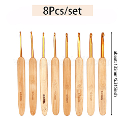 竹製ハンドルヘッドかぎ針セット8個  手作り編み道具  ナバホホワイト  135mm&nbsp;SENE-DJ0001-16