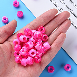 アクリルヨーロピアンビーズ  天然石風  大穴ビーズ  ロンデル  濃いピンク  9x6mm  穴：4mm  約1790~1840個/500g&nbsp;MACR-S375-002A-07