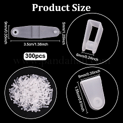 300個のPPプラスチックバッジストラップクリップキーチェーンコネクタプラスチックキーチェーンクリップカードホルダー用  ひも  キーリング  IDバッジホルダーストラップ  透明  15.5x9x6mm&nbsp;FIND-NB0006-90