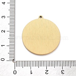 304ステンレスペンダント  八角形の星型チャームが付いたフラットラウンド  18KGP本金メッキ  27x25x1.5mm  穴：1.5mm&nbsp;LS-STAS-Q002-06G