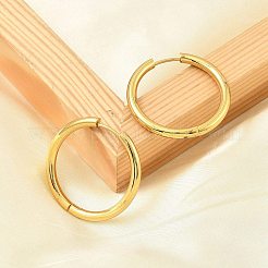 PVD 真空メッキ 304 ステンレススチール ハギー フープ イヤリング 女性用  18KGP本金メッキ  30x3mm&nbsp;EJEW-F280-07H-G