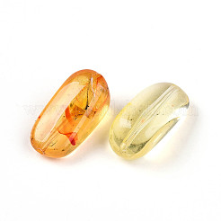 透明なアクリルビーズ  長方形  ツートン  シャンパンイエロー  23~23.5x11x9.2mm  穴：1.6mm  約11個/20g&nbsp;X1-TACR-T028-36G