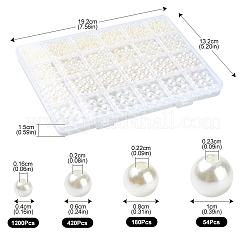 4 スタイル ABS プラスチック模造真珠ビーズ  ラウンド  古いレース  4~10mm  穴：1.6~2.3mm&nbsp;KY-YW0001-72B