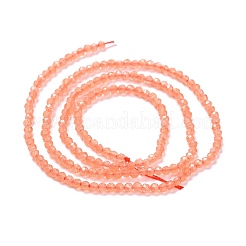 キャッツアイビーズ連売り  ラウンド  多面カット  サンゴ  2mm  穴：0.2mm  14.17~14.57インチ（36~37cm）  174~184個/連&nbsp;CE-I005-A1