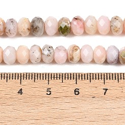 天然石ピンクオパールビーズ連売り  ロンデル  多面カット  6.5~8.5x4.3~6mm  穴：1mm  約68~76個/連  14.96~15.35''（38~39センチメートル）&nbsp;G-C259-A50-5x8mm
