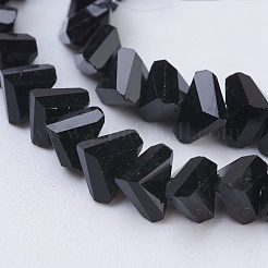 オペークガラスビーズ連売り  多面カット  三角形  ブラック  4.5x5x6mm  穴：1mm  約100個/連  13.7インチ（35cm）&nbsp;EGLA-J146-6mm-NA01
