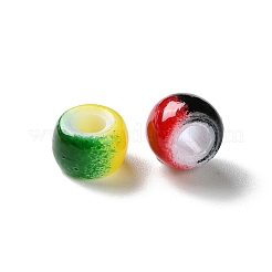 スプレー塗装されたABSプラスチック製のヨーロッパのビーズ  大穴ビーズ  ラウンド  ツートン  ミックスカラー  9x6mm  穴：4mm  約1600個/500g&nbsp;KY-G033-02A