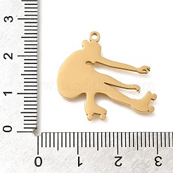 304ステンレスペンダント  レーザー切断  ローラー体操選手の魅力  ゴールドカラー  23.5x26x1.5mm  穴：1.5mm&nbsp;STAS-R131-11G-02