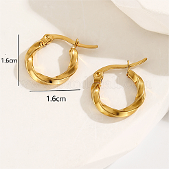 ファッショナブルな201ステンレススチールツイストフープピアス  18KGP本金メッキ  15x15mm&nbsp;LS-RQ5508