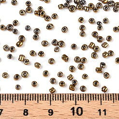 12/0メタリックカラーラウンドガラスシードビーズ  キャメル  2mm  穴：1mm  約3304個/50g&nbsp;X-SEED-A009-2mm-601