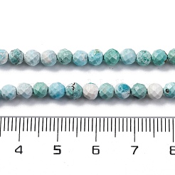 天然石湖北ターコイズビーズ連売り  ラウンド  多面カット  4mm  穴：0.8mm  約90~92個/連  14.88~15.16''（37.8~38.5センチメートル）&nbsp;G-B130-A01-03