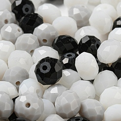 ガラスビーズ  多面カット  ロンデル  ブラック  10x8mm  穴：1mm  約51個/46g&nbsp;LS-EGLA-A034-SM10mm-48