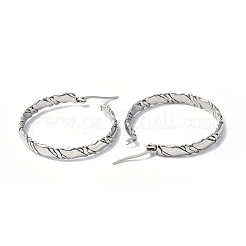 変色しない304ステンレススチール製フラットフープピアス（女性用）  ステンレス鋼色  36.5x35x4.5mm  ピン：0.7x0.9~1.4mm&nbsp;STAS-B034-16P