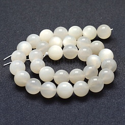 天然ホワイトムーンストーンビーズ連売り  グレードAB +  ラウンド  12mm  穴：1mm  約33個/連  15.1インチ（38.5cm）&nbsp;G-P342-02A-12mm-AB