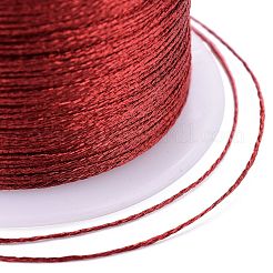 ポリエステル編組メタリック糸  DIYの編みこみのブレスレット作りと刺繡のために  レッド  0.4mm  6プライ  約54.68ヤード（50m）/ロール&nbsp;OCOR-I007-B-19