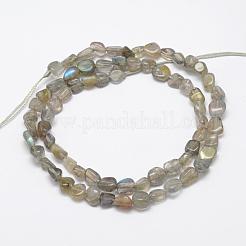 天然石ラブラドライトビーズ連売り  ナゲット  6~8x4~6mm  穴：1mm  15.3インチ（39cm）&nbsp;G-F521-42
