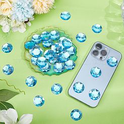 100 個のプラスチックカボション  フラットラウンド  ディープスカイブルー  24.5~25x4mm&nbsp;KY-HY0001-18C
