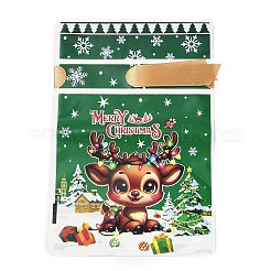 クリスマステーマのプラスチック包装ポーチ巾着袋  長方形  グリーン  17.5x12x0.01cm&nbsp;ABAG-Q053-03C