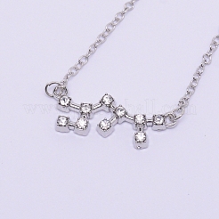 合金ラインストーンペンダントネックレス  星座/星座  プラチナ  射手座  17.12インチ（43.5cm）  17x15x3mm&nbsp;NJEW-WH0007-02K