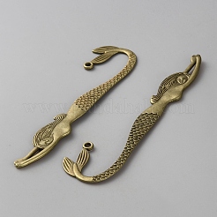 チベット風合金ビッグサイズペンダントトップ  人魚  アンティークブロンズ  120.5x32.5x3mm  穴：2.6mm&nbsp;FIND-WH20019-150B