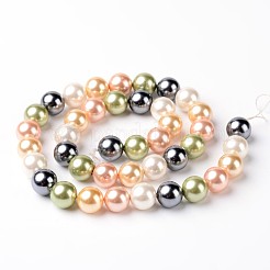 ラウンドシェルパールビーズ連売り  ミックスカラー  8mm  穴：1mm  約50個/連  15.7インチ&nbsp;BSHE-E007-8mm-M