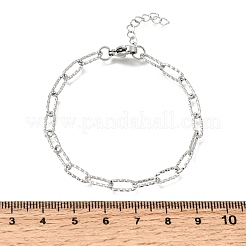 4mm 304ステンレススチール製テクスチャード加工ペーパークリップチェーンブレスレット（男女兼用）  変色なし  ステンレス鋼色  6.61インチ（16.8cm）&nbsp;SA-CBAB767-08P