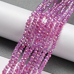透明ベーキングペイントガラスビーズ連売り  ABカラー  多面カット  ラウンド  ミックスカラー  3x2.5mm  穴：0.7mm  約156~159個/連  14.80~14.96インチ（37.6~38cm）&nbsp;DGLA-F002-02B