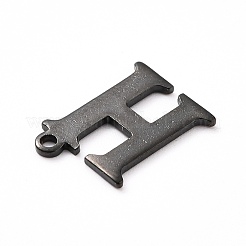 304ステンレススチールチャーム  レーザー切断  アルファベット  電気泳動黒  文字.h  12x9x0.8mm  穴：1mm&nbsp;STAS-H112-H-EB