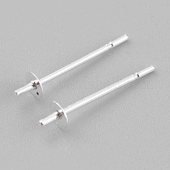 304ステンレススチールスタッドピアス金具  片穴パーツ用  銀  14x3mm  ピン：0.6mm&nbsp;STAS-I167-05S
